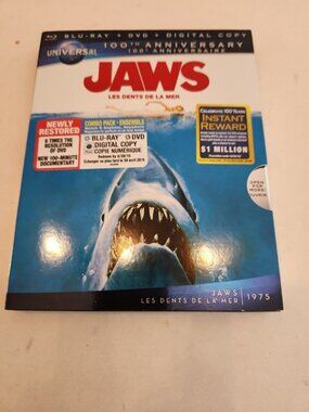 Jaws Blu Ray DVD 2012 Canadian Universal 100th Anniversary Includes Digital Copy